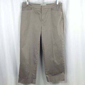 Coldwater Creek Natural Fit Crop Pants Womens Size 6 Taupe Brown Cuffed Hem